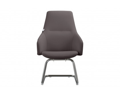 LeisureMod Celeste Modern Leather Conference Office Chair with Upholstered Seat and Armrest - Gray