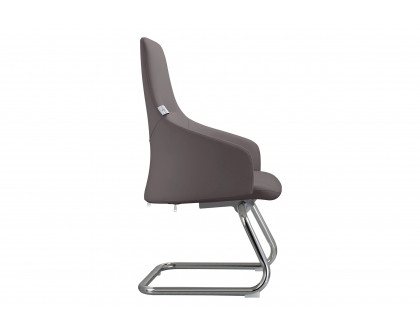 LeisureMod Celeste Modern Leather Conference Office Chair with Upholstered Seat and Armrest - Gray