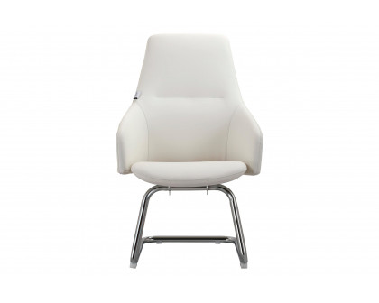 LeisureMod Celeste Modern Leather Conference Office Chair with Upholstered Seat and Armrest - White