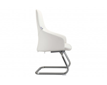 LeisureMod Celeste Modern Leather Conference Office Chair with Upholstered Seat and Armrest - White