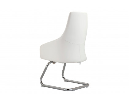 LeisureMod Celeste Modern Leather Conference Office Chair with Upholstered Seat and Armrest - White