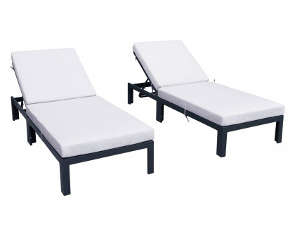 LeisureMod Chelsea Modern Outdoor Weathered Gray Chaise Lounge Chair with Cushions (Set Of 2)