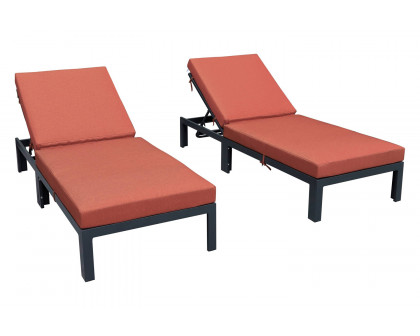 LeisureMod Chelsea Modern Outdoor Weathered Gray Chaise Lounge Chair with Cushions (Set Of 2)