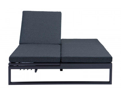 LeisureMod Chelsea Convertible Double Chaise Lounge Chair and Sofa with Cushions - Black, Black