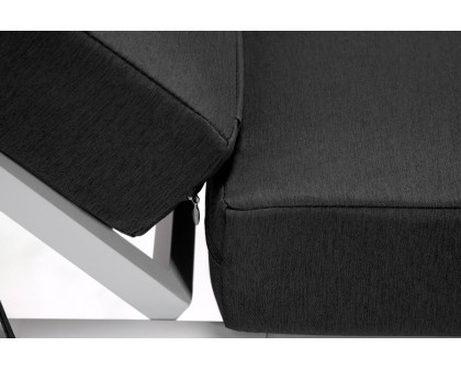 LeisureMod Chelsea Modern Outdoor White Chaise Lounge Chair with Side Table and Cushions - Black