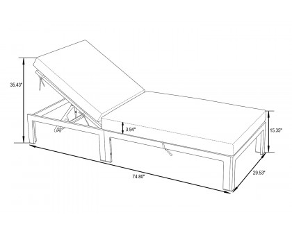 LeisureMod Chelsea Modern Outdoor White Chaise Lounge with Side Table and Cushions (Set Of 2) - Light Gray