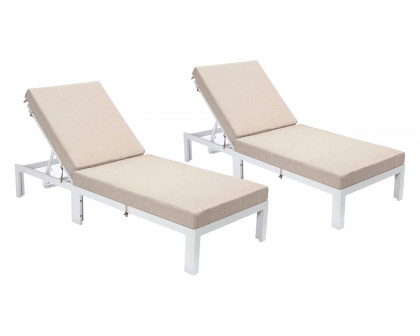 LeisureMod Chelsea Modern Outdoor Weathered Gray Chaise Lounge Chair with Cushions (Set Of 2)