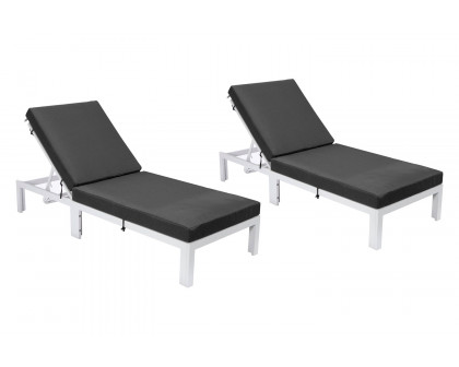 LeisureMod Chelsea Modern Outdoor Weathered Gray Chaise Lounge Chair with Cushions (Set Of 2)