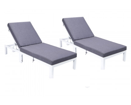 LeisureMod Chelsea Modern Outdoor Weathered Gray Chaise Lounge Chair with Cushions (Set Of 2)