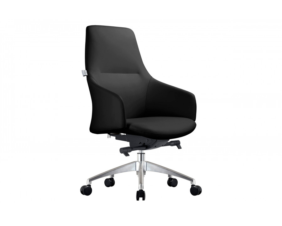 LeisureMod Celeste Mid-Century Modern Office Chair in Upholstered Faux Leather with Swivel and Tilt