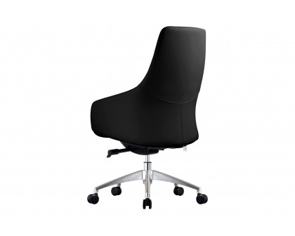 LeisureMod Celeste Mid-Century Modern Office Chair in Upholstered Faux Leather with Swivel and Tilt - Black