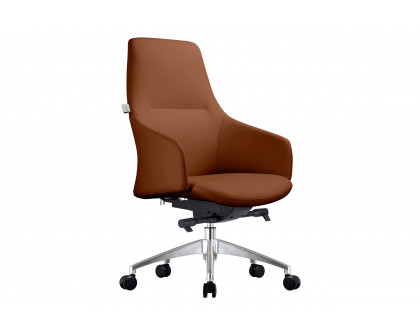 LeisureMod Celeste Mid-Century Modern Office Chair in Upholstered Faux Leather with Swivel and Tilt