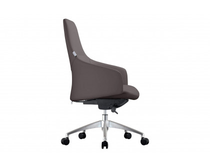 LeisureMod Celeste Mid-Century Modern Office Chair in Upholstered Faux Leather with Swivel and Tilt - Gray