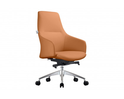 LeisureMod Celeste Mid-Century Modern Office Chair in Upholstered Faux Leather with Swivel and Tilt