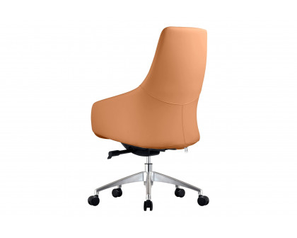 LeisureMod Celeste Mid-Century Modern Office Chair in Upholstered Faux Leather with Swivel and Tilt - Acorn Brown