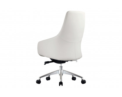 LeisureMod Celeste Mid-Century Modern Office Chair in Upholstered Faux Leather with Swivel and Tilt - White