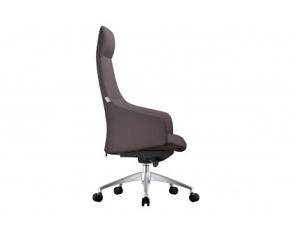 LeisureMod Celeste Mid-Century Modern High-Back Office Chair in Upholstered Faux Leather and Iron Frame - Gray