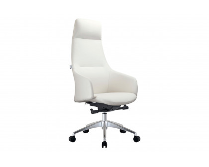 LeisureMod Celeste Mid-Century Modern High-Back Office Chair in Upholstered Faux Leather and Iron Frame