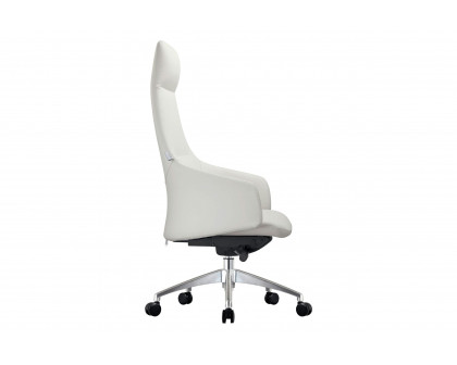 LeisureMod Celeste Mid-Century Modern High-Back Office Chair in Upholstered Faux Leather and Iron Frame - White