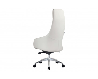 LeisureMod Celeste Mid-Century Modern High-Back Office Chair in Upholstered Faux Leather and Iron Frame - White