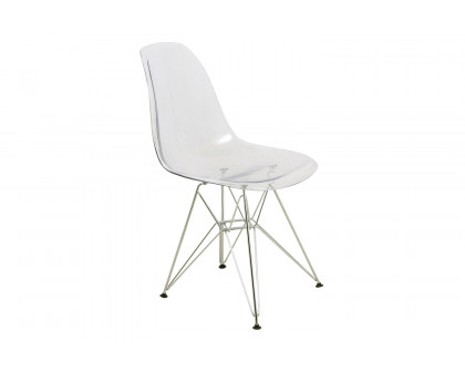 LeisureMod Cresco Molded Plastic Eiffel Side Chair with Chrome Legs