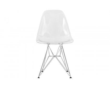 LeisureMod Cresco Molded Plastic Eiffel Side Chair with Chrome Legs