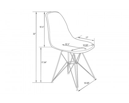 LeisureMod Cresco Modern Molded Eiffel Side Dining Chair with Gold Base - Clear