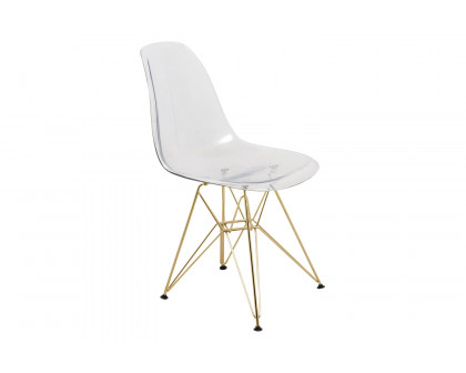 LeisureMod Cresco Modern Molded Eiffel Side Dining Chair with Gold Base