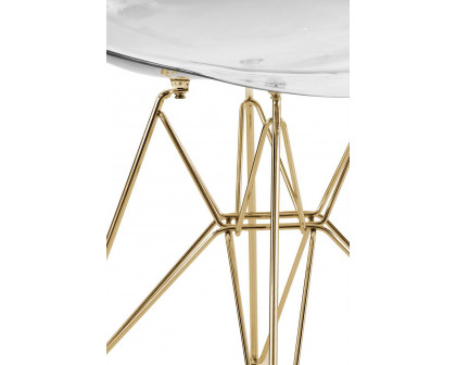 LeisureMod Cresco Modern Molded Eiffel Side Dining Chair with Gold Base - Clear