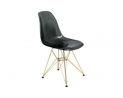 LeisureMod Cresco Modern Molded Eiffel Side Dining Chair with Gold Base