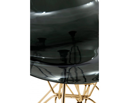 LeisureMod Cresco Modern Molded Eiffel Side Dining Chair with Gold Base - Transparent/Black