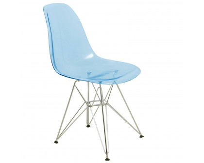 LeisureMod Cresco Molded Plastic Eiffel Side Chair with Chrome Legs