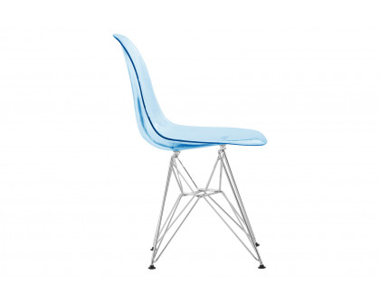 LeisureMod Cresco Molded Eiffel Side Chair (Set Of 2) - Transparent Blue