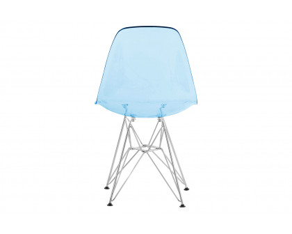 LeisureMod Cresco Molded Eiffel Side Chair (Set Of 2) - Transparent Blue