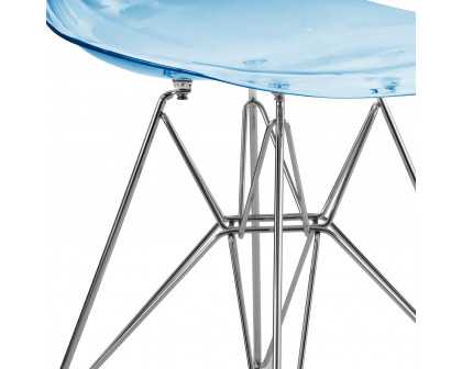 LeisureMod Cresco Molded Eiffel Side Chair (Set Of 2) - Transparent Blue