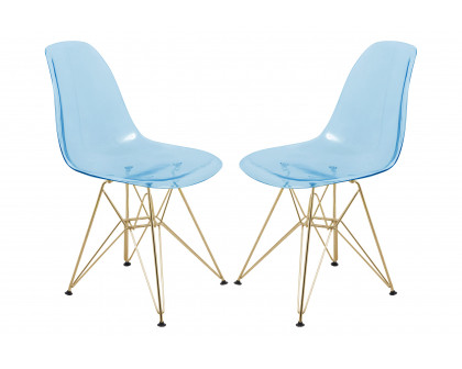 LeisureMod Cresco Molded Eiffel Side Chair With Gold Base (Set Of 2)