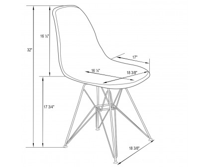 LeisureMod™ Cresco Molded Eiffel Side Chair With Gold Base (Set Of 2) - Transparent Blue