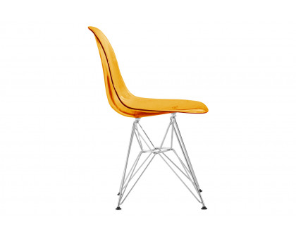 LeisureMod Cresco Molded Eiffel Side Chair (Set Of 2) - Transparent Orange