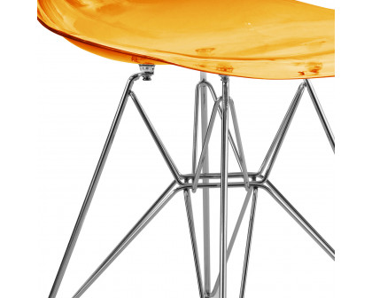 LeisureMod Cresco Molded Eiffel Side Chair (Set Of 2) - Transparent Orange