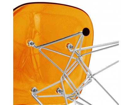 LeisureMod Cresco Molded Eiffel Side Chair (Set Of 2) - Transparent Orange