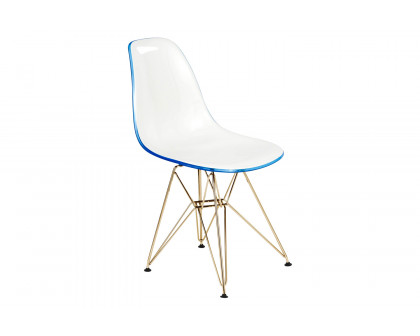 LeisureMod Cresco Modern Molded Eiffel Side Dining Chair with Gold Base