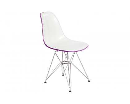 LeisureMod Cresco Molded Plastic Eiffel Side Chair with Chrome Legs