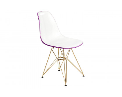 LeisureMod Cresco Modern Molded Eiffel Side Dining Chair with Gold Base