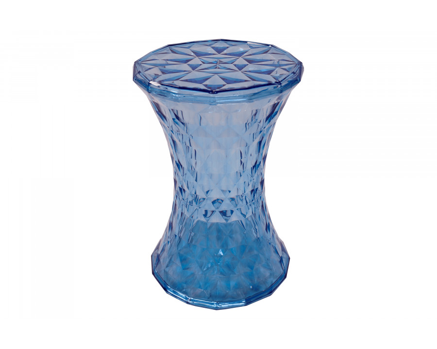 LeisureMod Clio Modern Diamond Shaped Side End Table - Transparent Blue