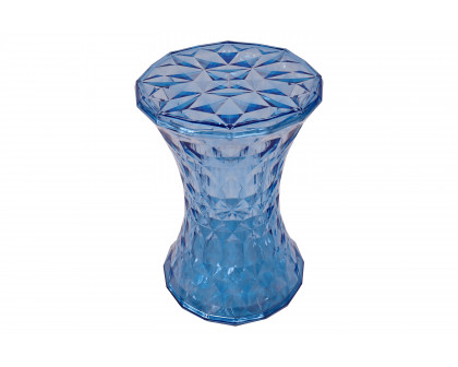 LeisureMod Clio Modern Diamond Shaped Side End Table - Transparent Blue