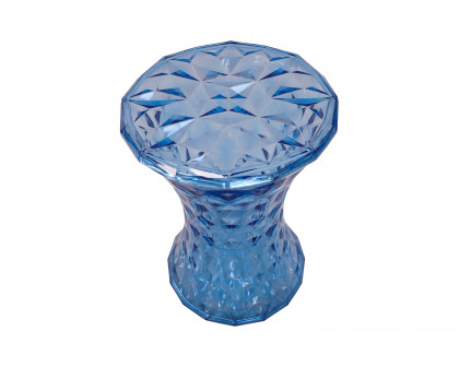 LeisureMod Clio Modern Diamond Shaped Side End Table - Transparent Blue