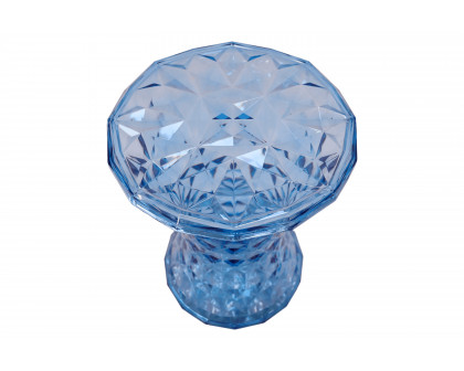 LeisureMod Clio Modern Diamond Shaped Side End Table - Transparent Blue