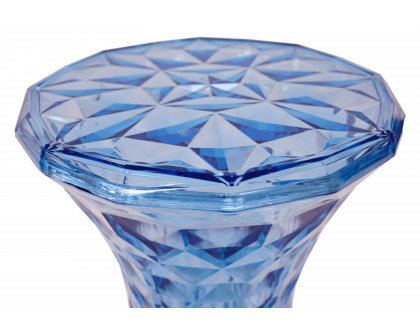 LeisureMod Clio Modern Diamond Shaped Side End Table - Transparent Blue