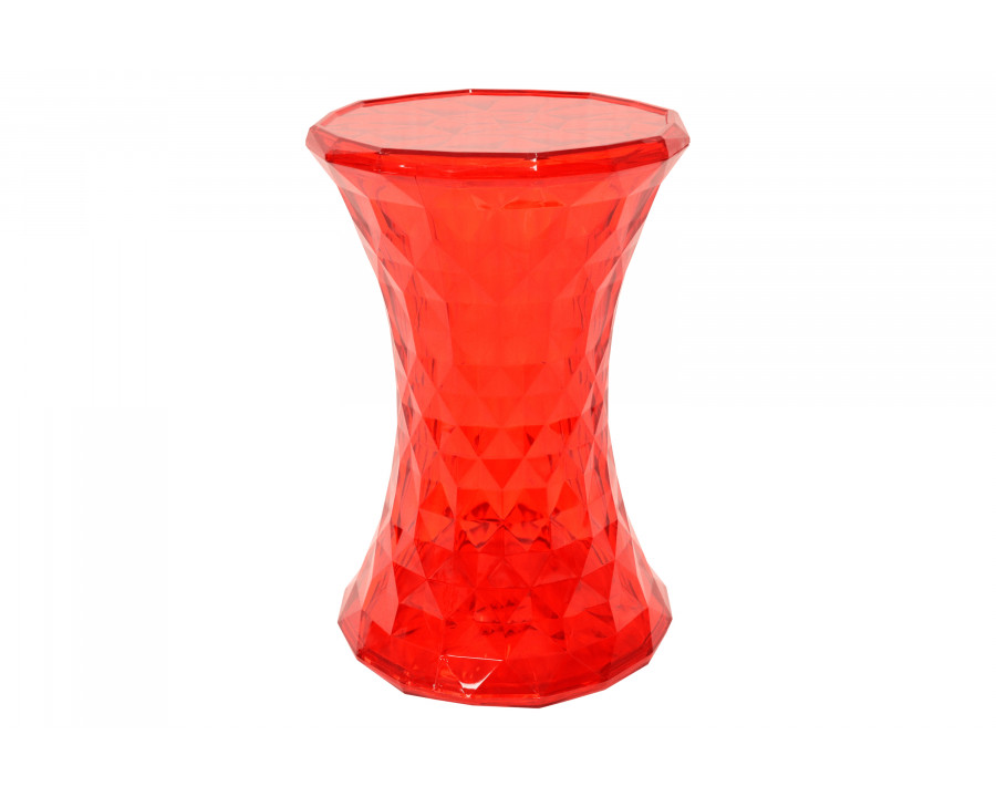 LeisureMod Clio Modern Diamond Shaped Side End Table - Transparent Red