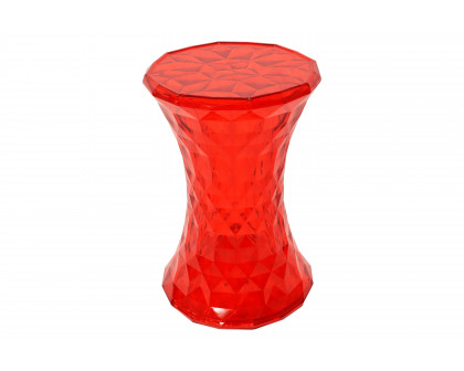 LeisureMod Clio Modern Diamond Shaped Side End Table - Transparent Red